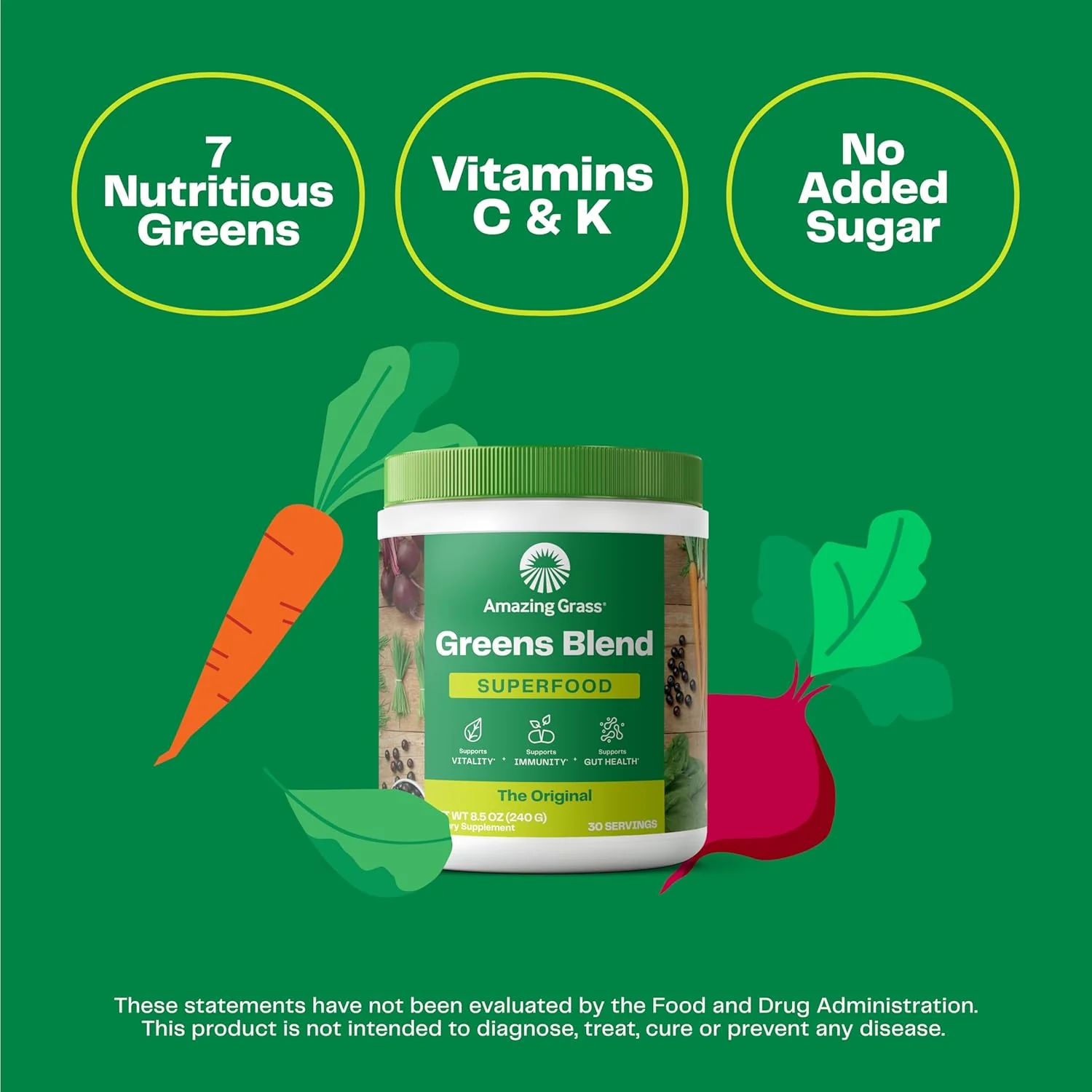 Amazing Grass Green Superfood – Organic Wheatgrass & Super Greens | 30 Servings - Image 2