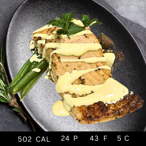 Baked Salmon with Creamy Potato Mash, Beans with Hollandaise Sauce (Gluten-free) - Image 3