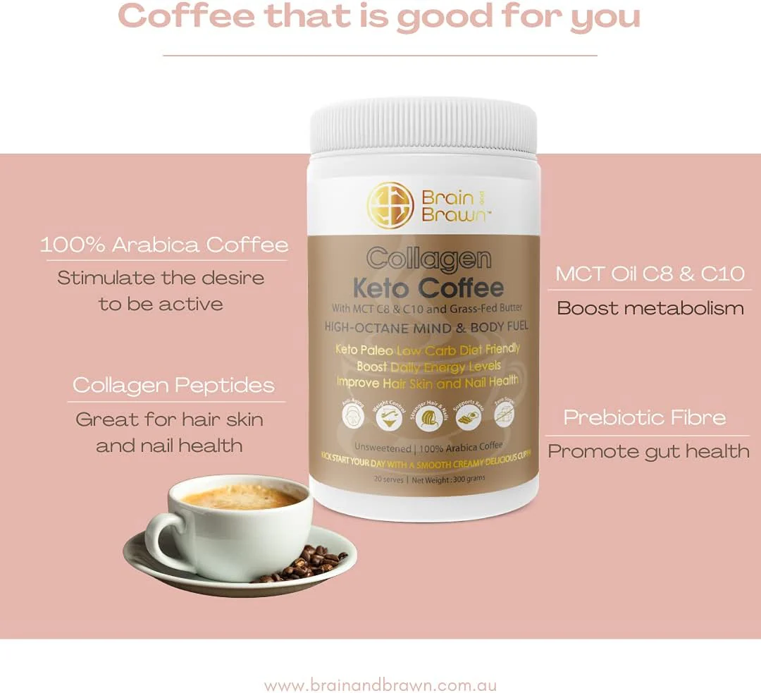 Brain and Brawn Collagen Coffee – Hydrolyzed Collagen & MCT Oil | 300g - Image 7