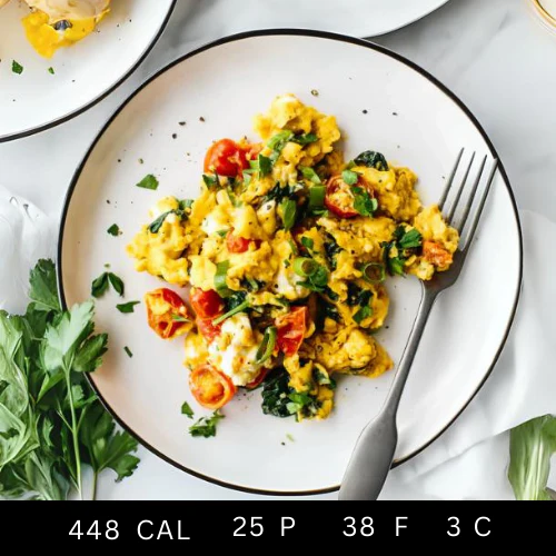 Creamy Free Range Scrambled Eggs with Sautéed Veggies and Cherry Tomatoes (Gluten-free) - Image 2