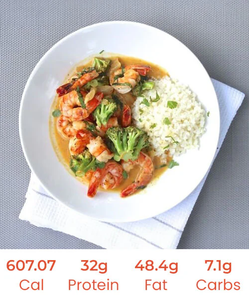 Curried Laksa Prawns with Cauliflower Rice & Crispy Tempeh (NDIS) - Image 3