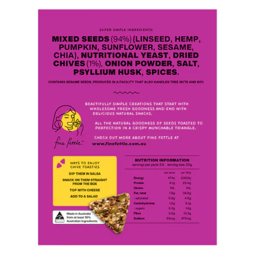 Fine Fettle Toasties (Chive) - 110g (NDIS) - Image 2