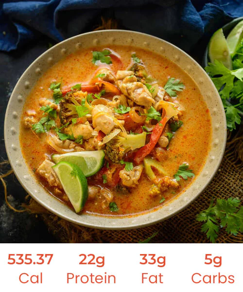 Free Range Thai Red Chicken Curry with Fresh Basil, Broccoli & Bamboo Shoots (NDIS) - Image 3