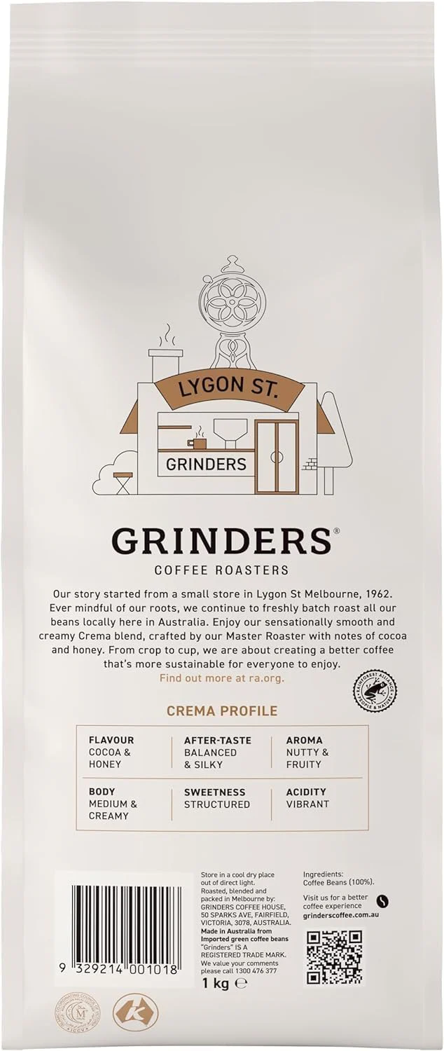 Grinders Crema Coffee Beans 1kg - Image 3