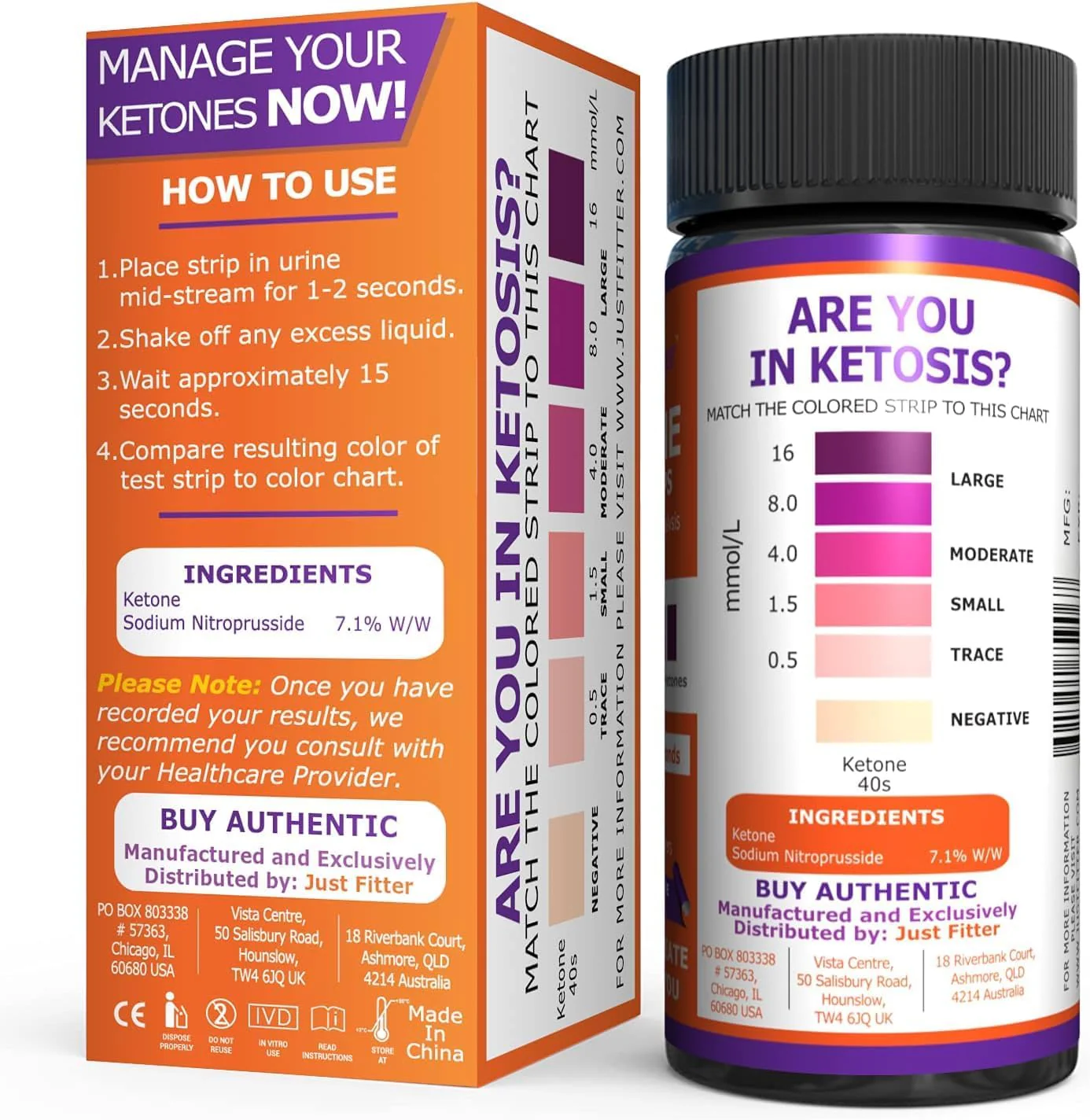 Just Fitter Ketone Test Strips – Accurate & Easy Urinalysis | 125 Strips - Image 3