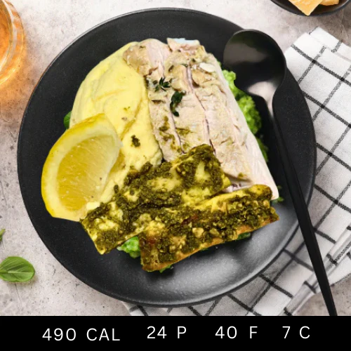 Lemon Thyme Chicken Breast, Pesto Halloumi and Smoked Golden Cauliflower Rice (Gluten-free) - Image 3