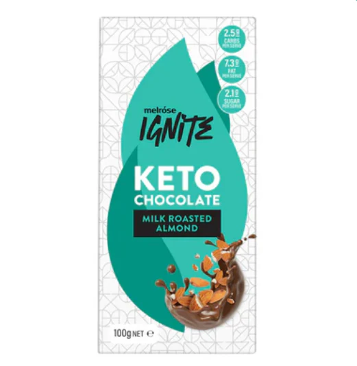 Melrose Ignite Keto Chocoloate - MILK ROASTED ALMOND 100g (NDIS) - Image 3
