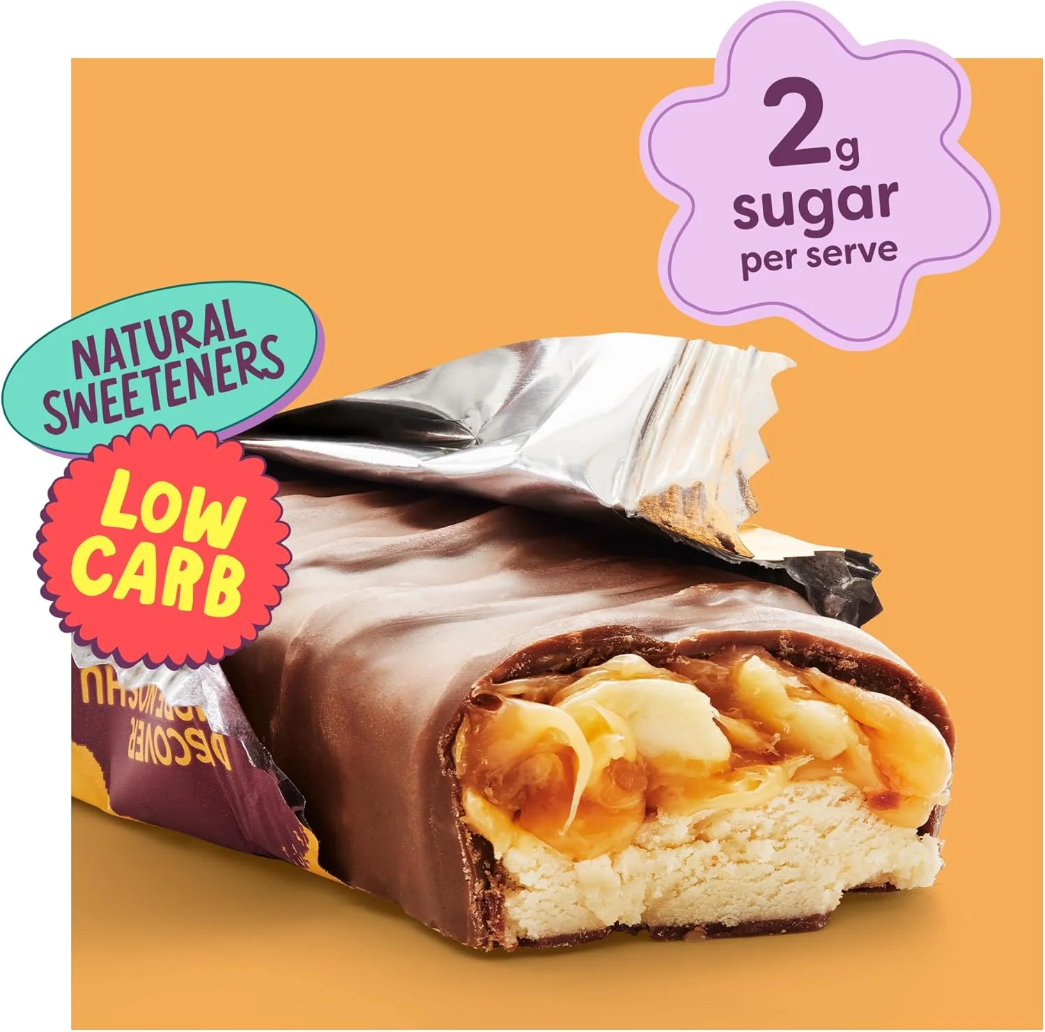Noshu Low Carb Peanut & Caramel Nougat Bars – Guilt-Free Treat | 5-Pack - Image 3