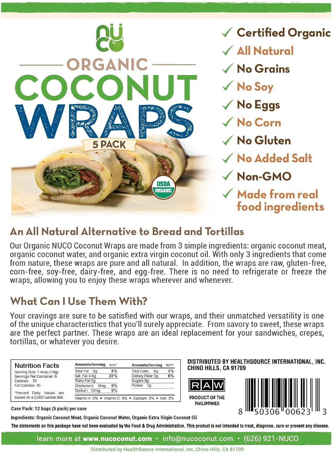 Nuco Organic Raw Coconut Wraps - Image 3
