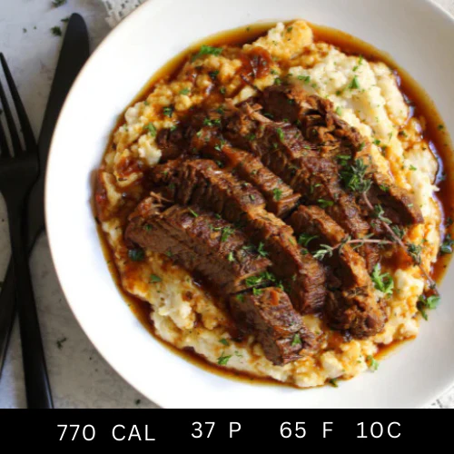 Slow Cooked Braised Beef Brisket, Potato Mash, Broccoli with Chimichuri - Image 4